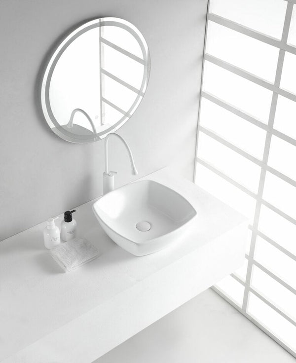Plaza waskom vierkant 42x42x13,5 cm keramiek glans wit