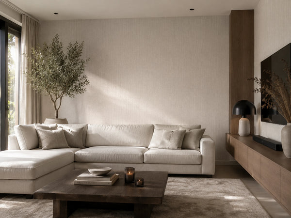 Linnen Wandpaneel BEIGE - MES & GROEF - 120x280x0.8 cm