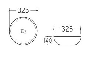 Luna waskom rond 32,5 x 14 cm keramiek glans wit