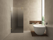 Less inloopdouche links 1200 x 2000 x 8 mm nano spiegelrook- naar helder glas/geborsteld messing