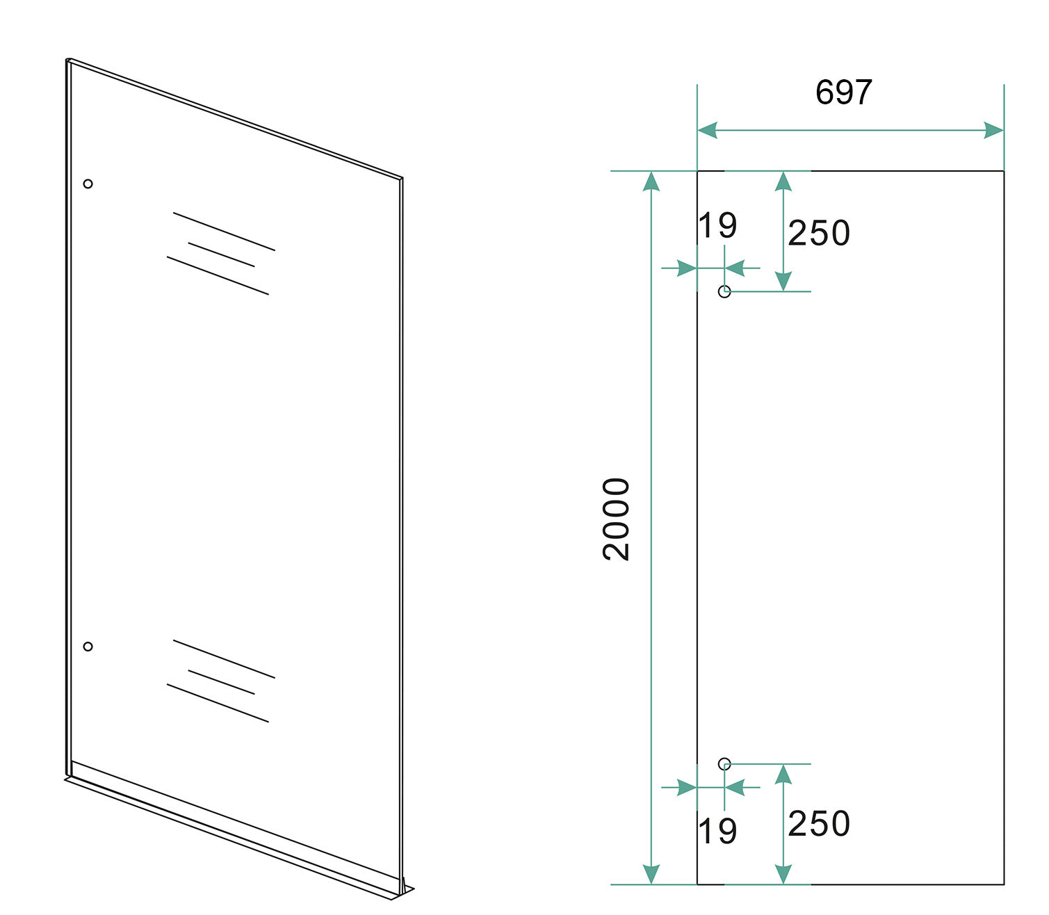 Less inloopdouche 700 x 2000 x 8 mm nano helder glas/chroom