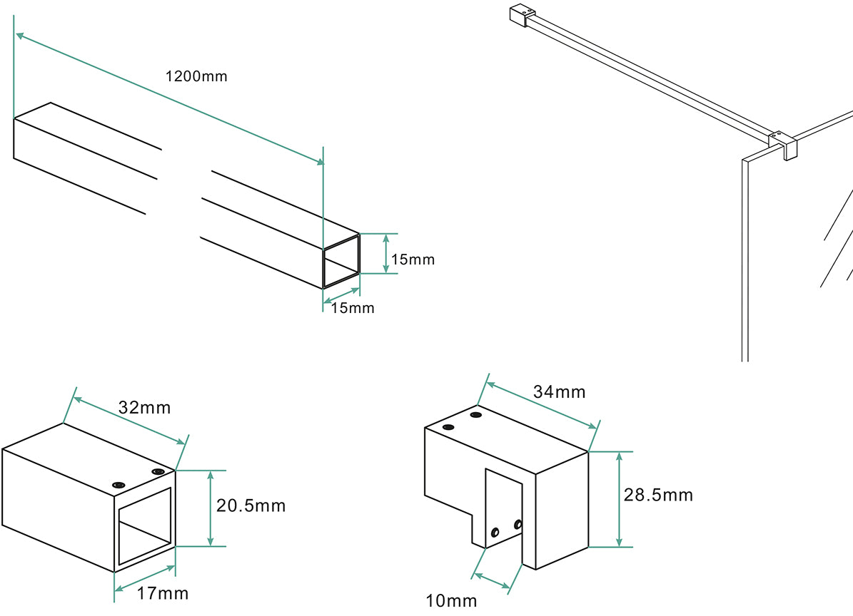 Slim stabilisatiestang 120 cm gunmetal