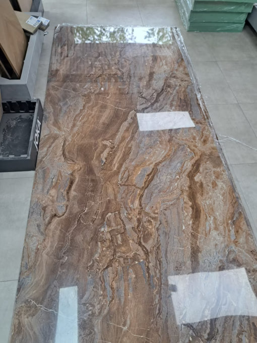 Marmerlook Milos Bruin Hoogglans PVC Wandpaneel 120×280cm