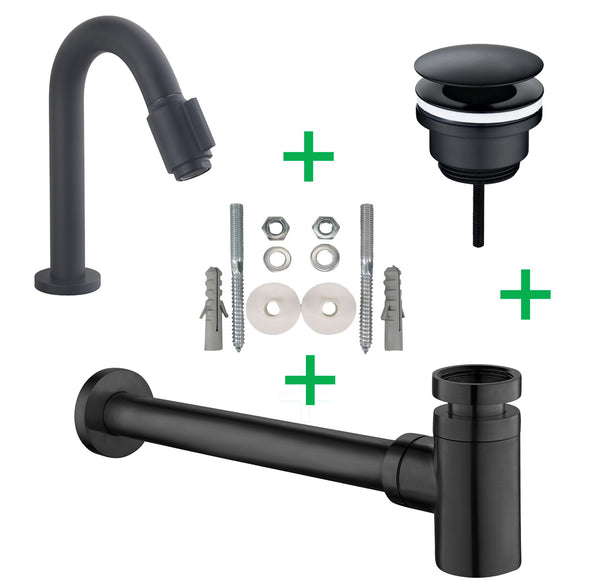 Caral Victoria fonteinkraanset mat zwart