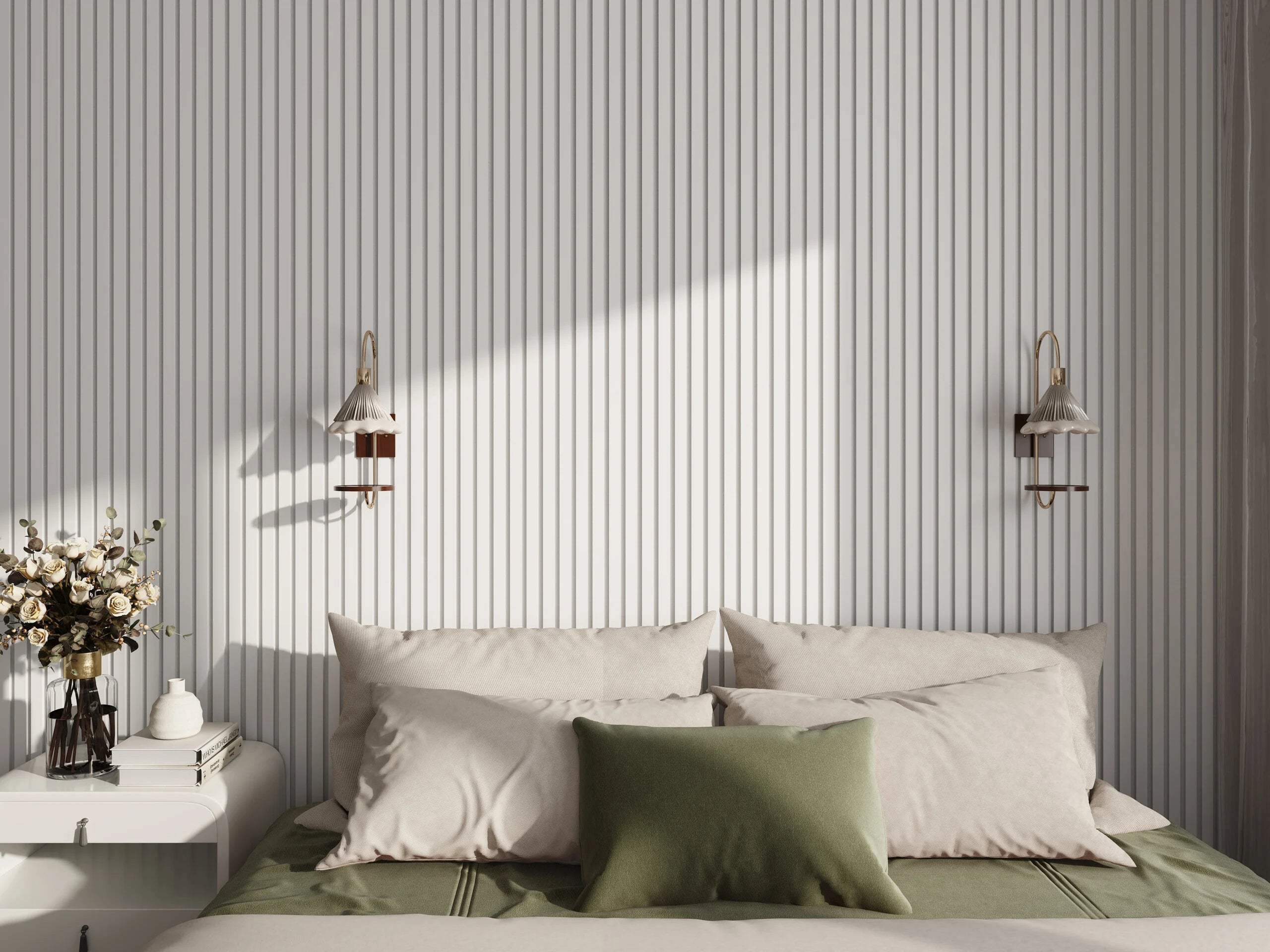 Akoestische wandpaneel Wit met Witte Vilt |260x60 cm | Akupaneel