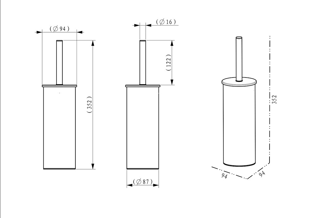 Alonzo vrijstaande toiletborstel met houder geborsteld brons koper