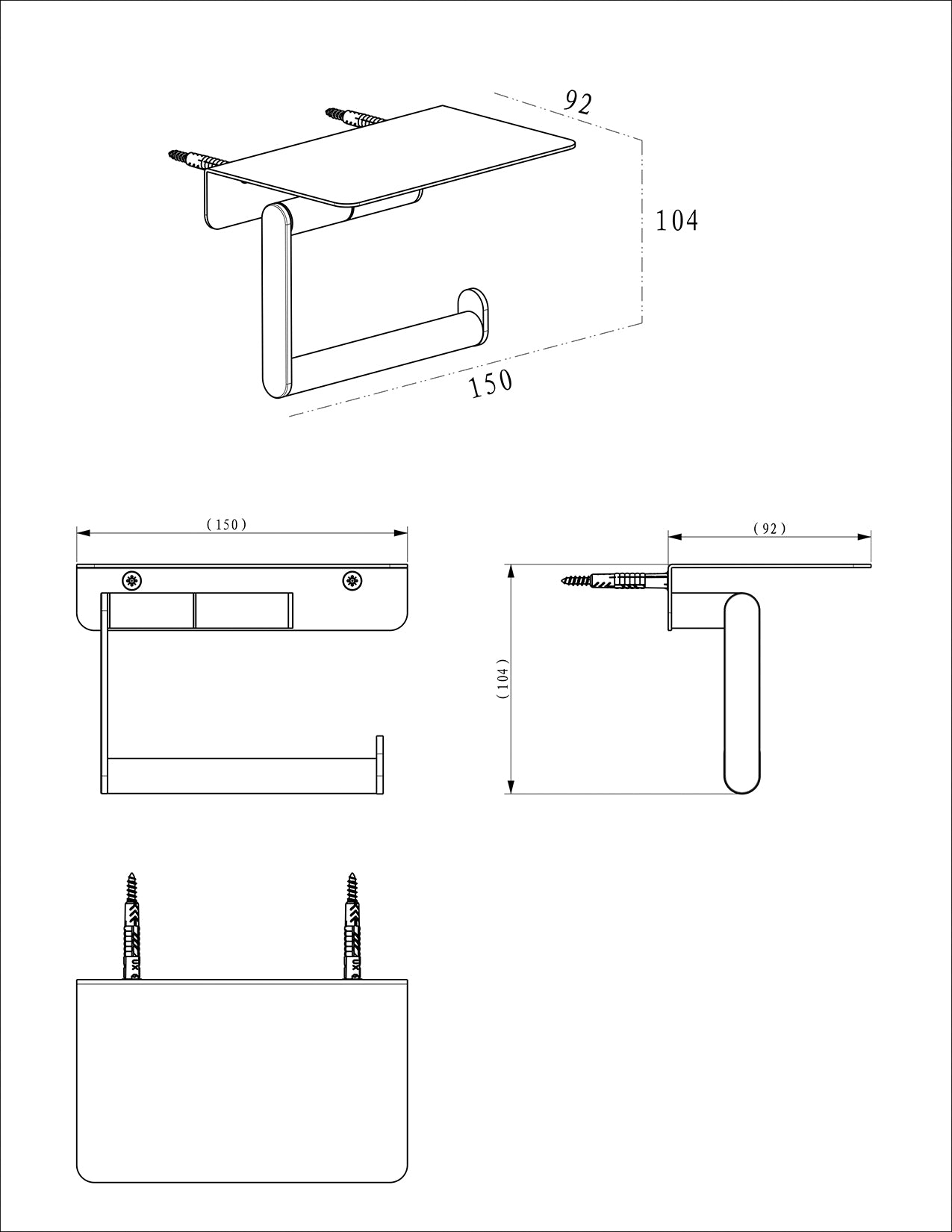 Alonzo toiletrolhouder met planchet chroom