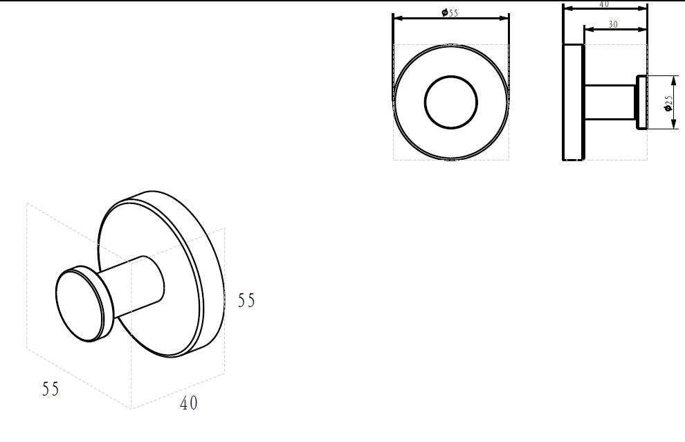 Alonzo handdoekhaak groot geborsteld brons koper