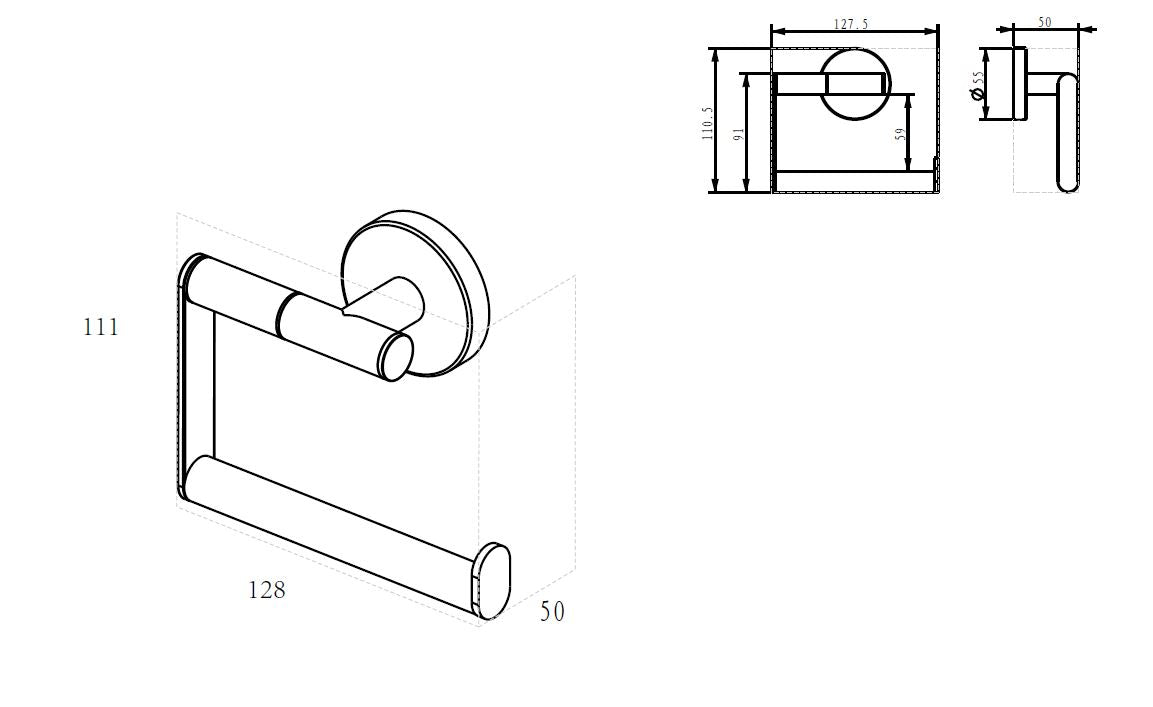 Alonzo toiletrolhouder zonder klep chroom