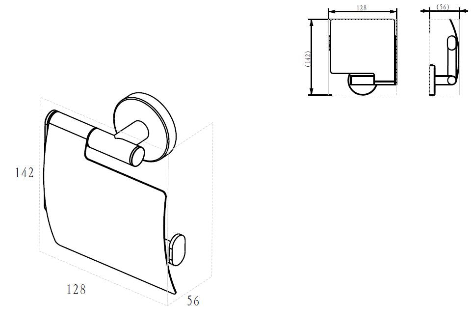 Alonzo toiletrolhouder met klep gunmetal