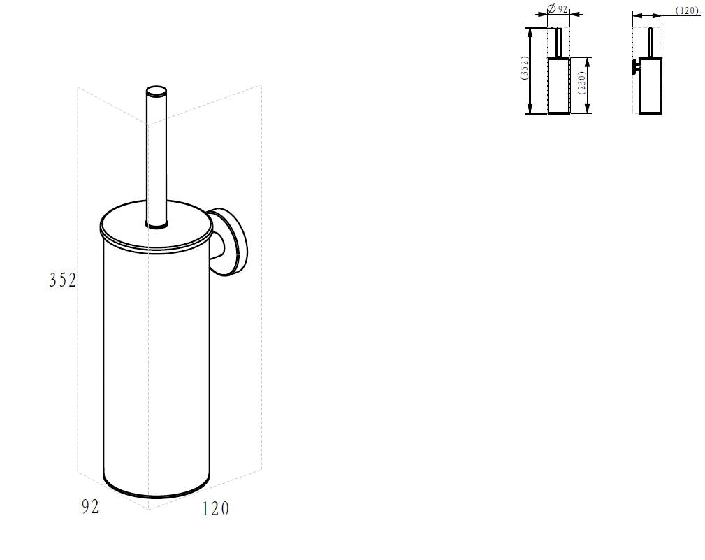 Alonzo toiletborstel met houder chroom