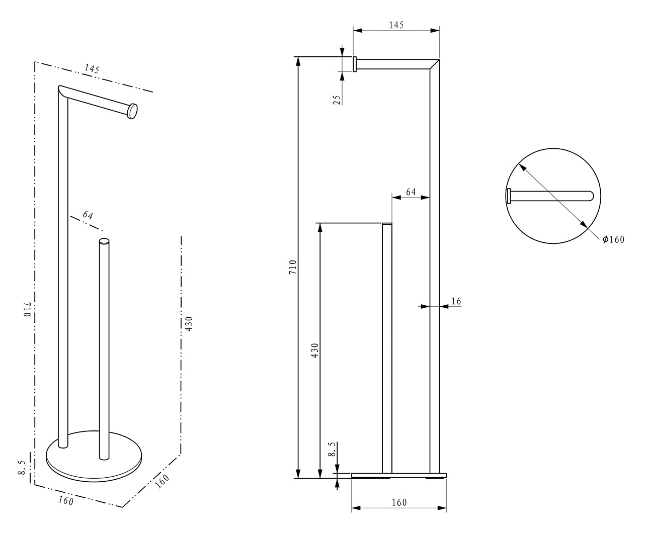 Alonzo toiletrolhouder met reserverolhouder vrijstaand geborsteld messing