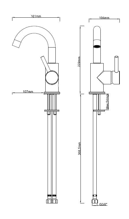 Caral wastafelkraan met draaibare uitloop mat zwart