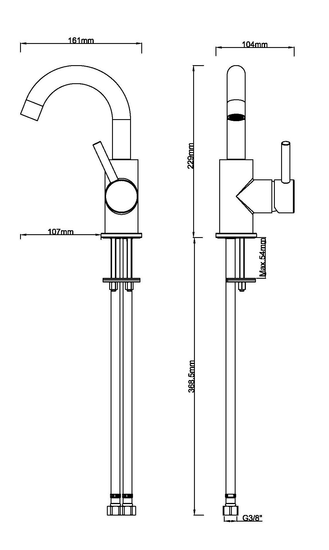 Caral wastafelkraan met draaibare uitloop geborsteld brons koper