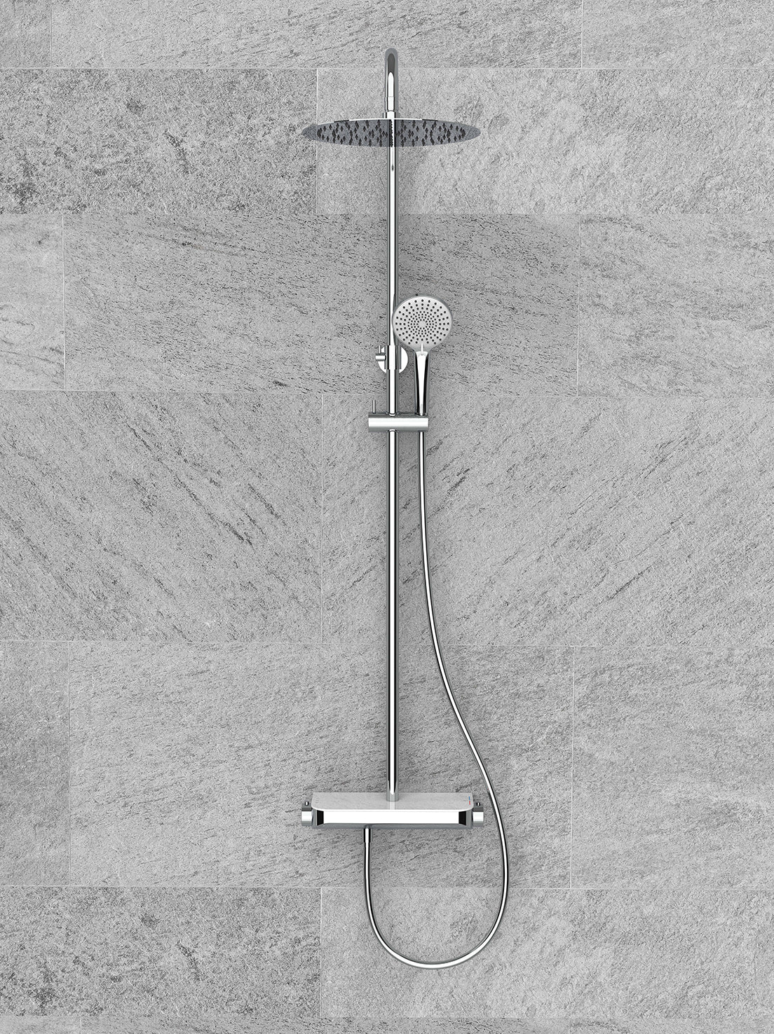 Thermostatische regendoucheset Tondell opbouw met planchet chroom