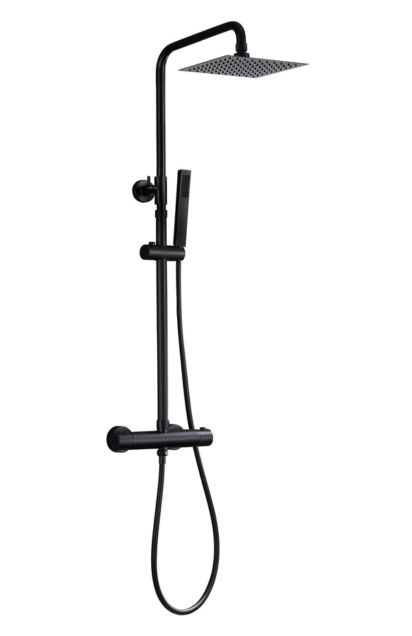 Twenty eco thermostatische regendoucheset opbouw vierkant mat zwart