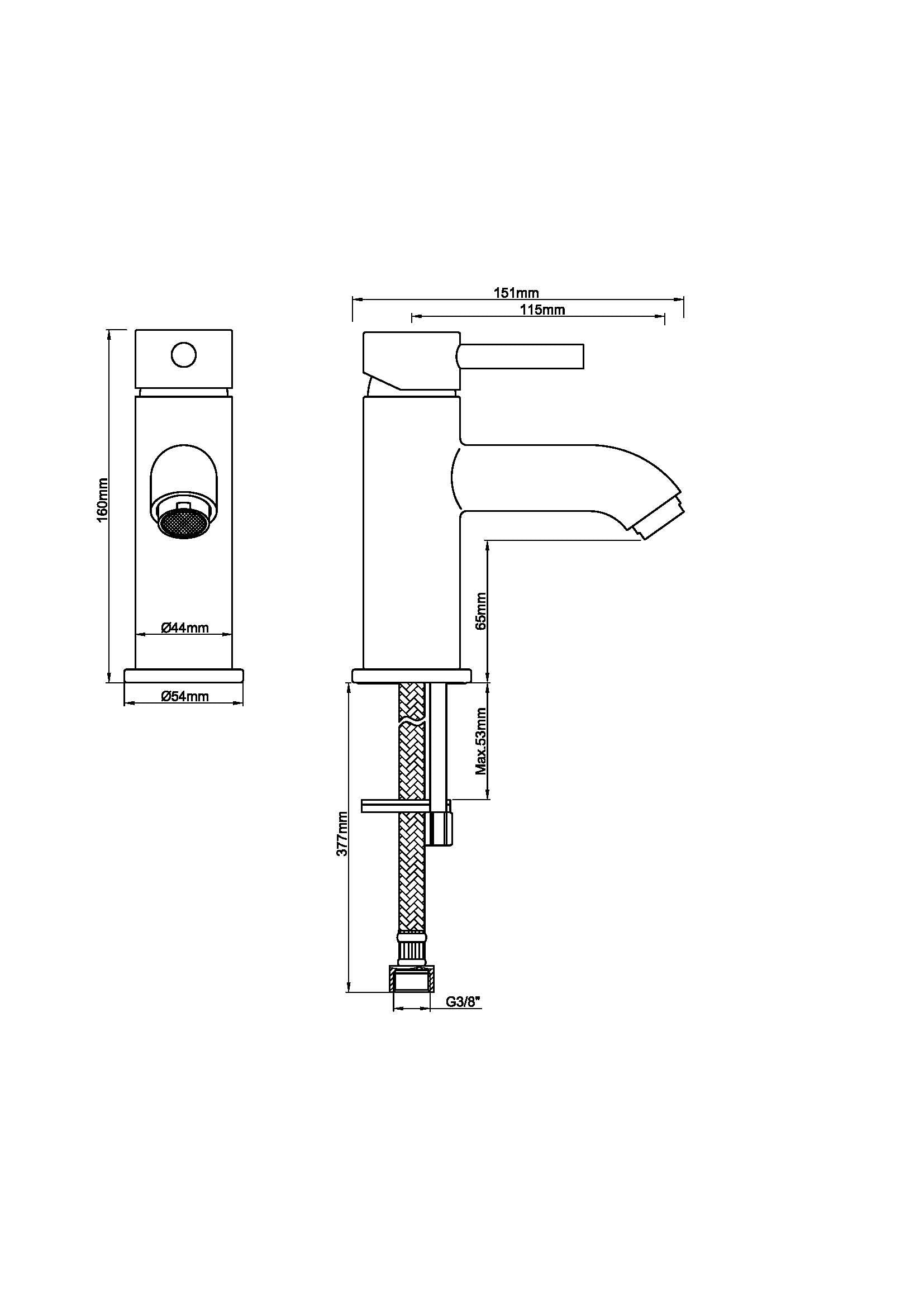 Caral Cadans wastafelkraan laag geborsteld staal