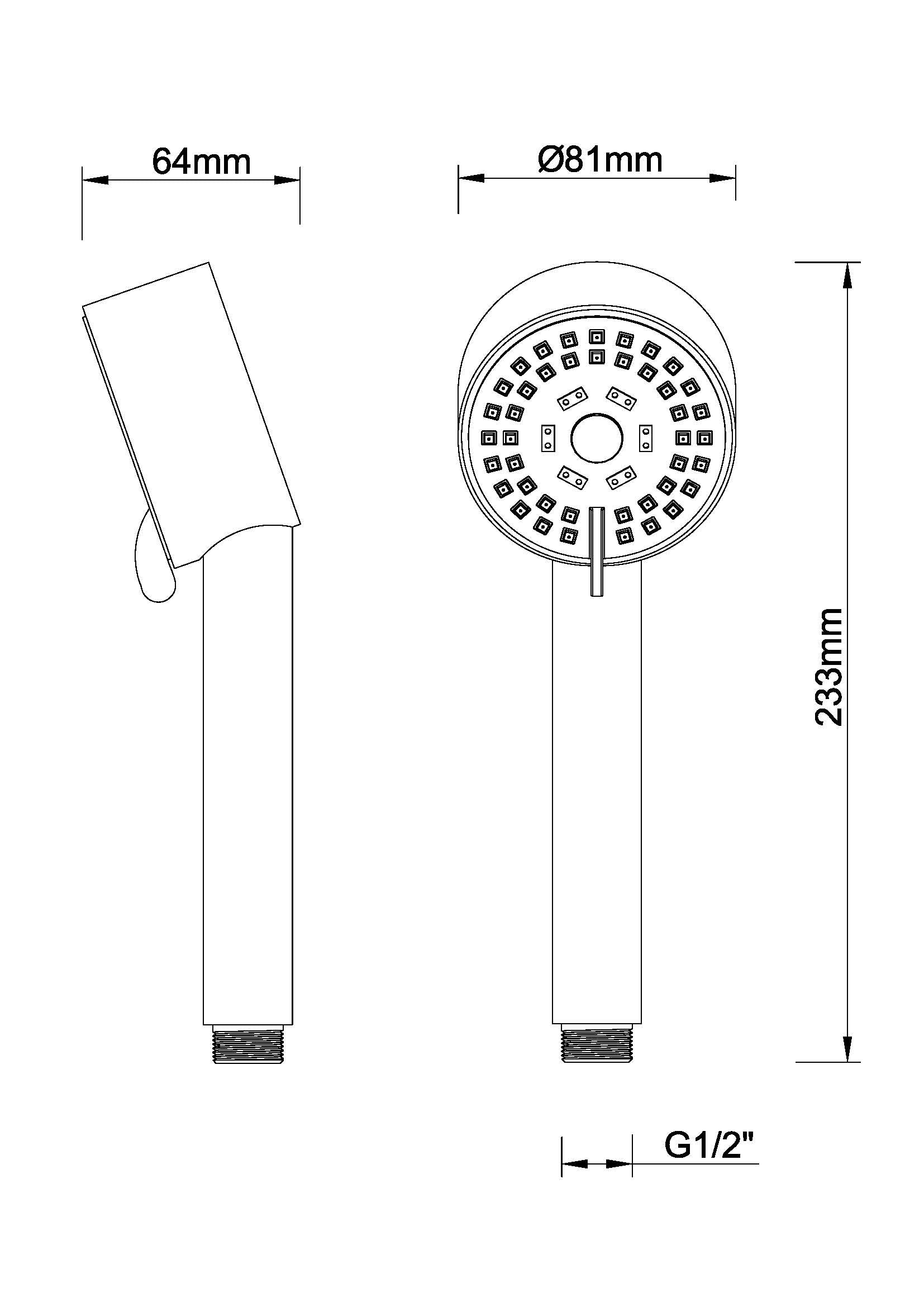 UniMatch Cadans handdouche 3 standen Ø 8 cm geborsteld messing