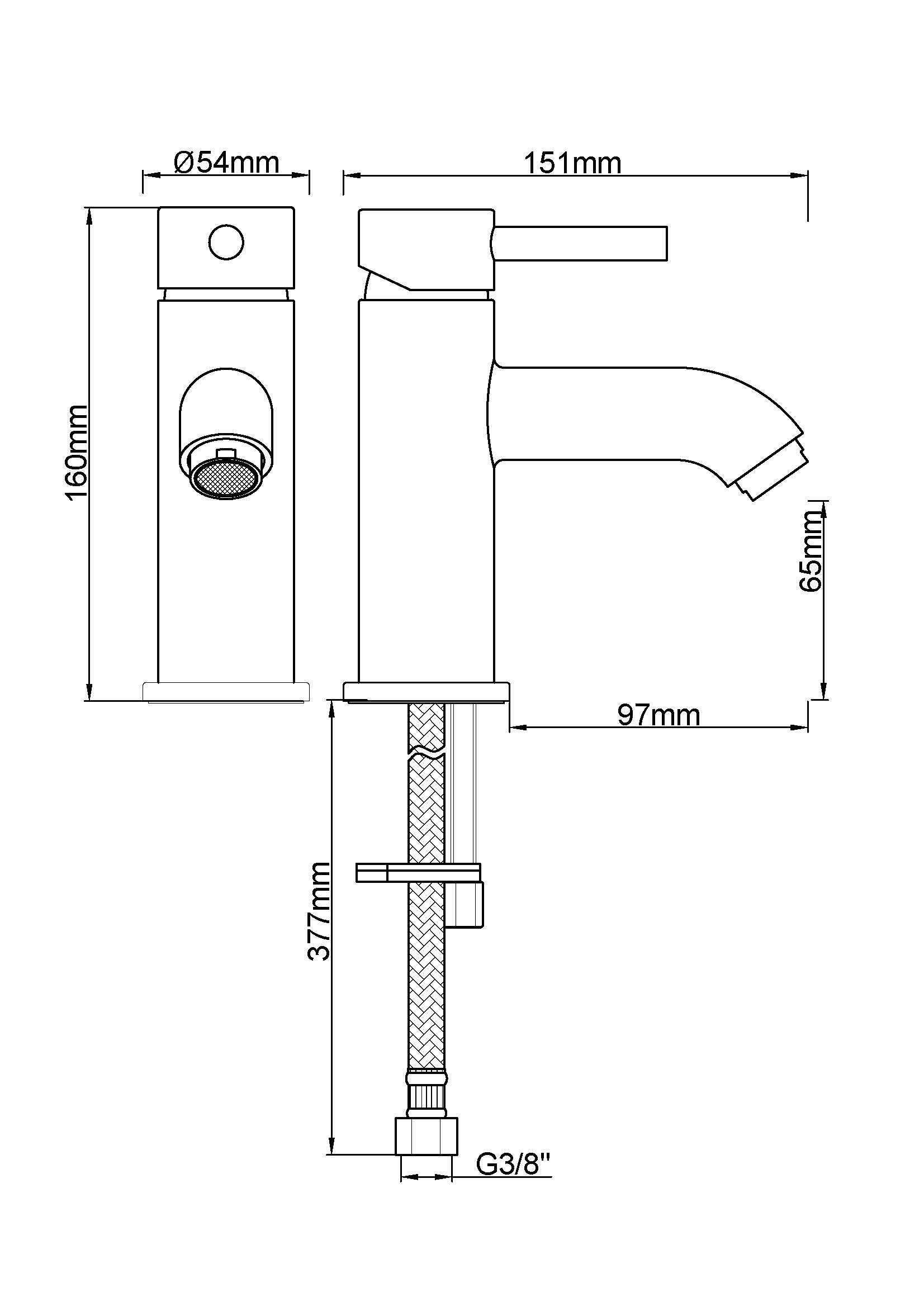 Caral Cadans wastafelkraan laag geborsteld koper
