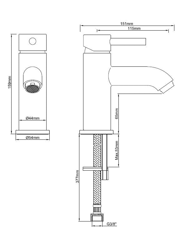Caral Cadans wastafelkraan laag gunmetal