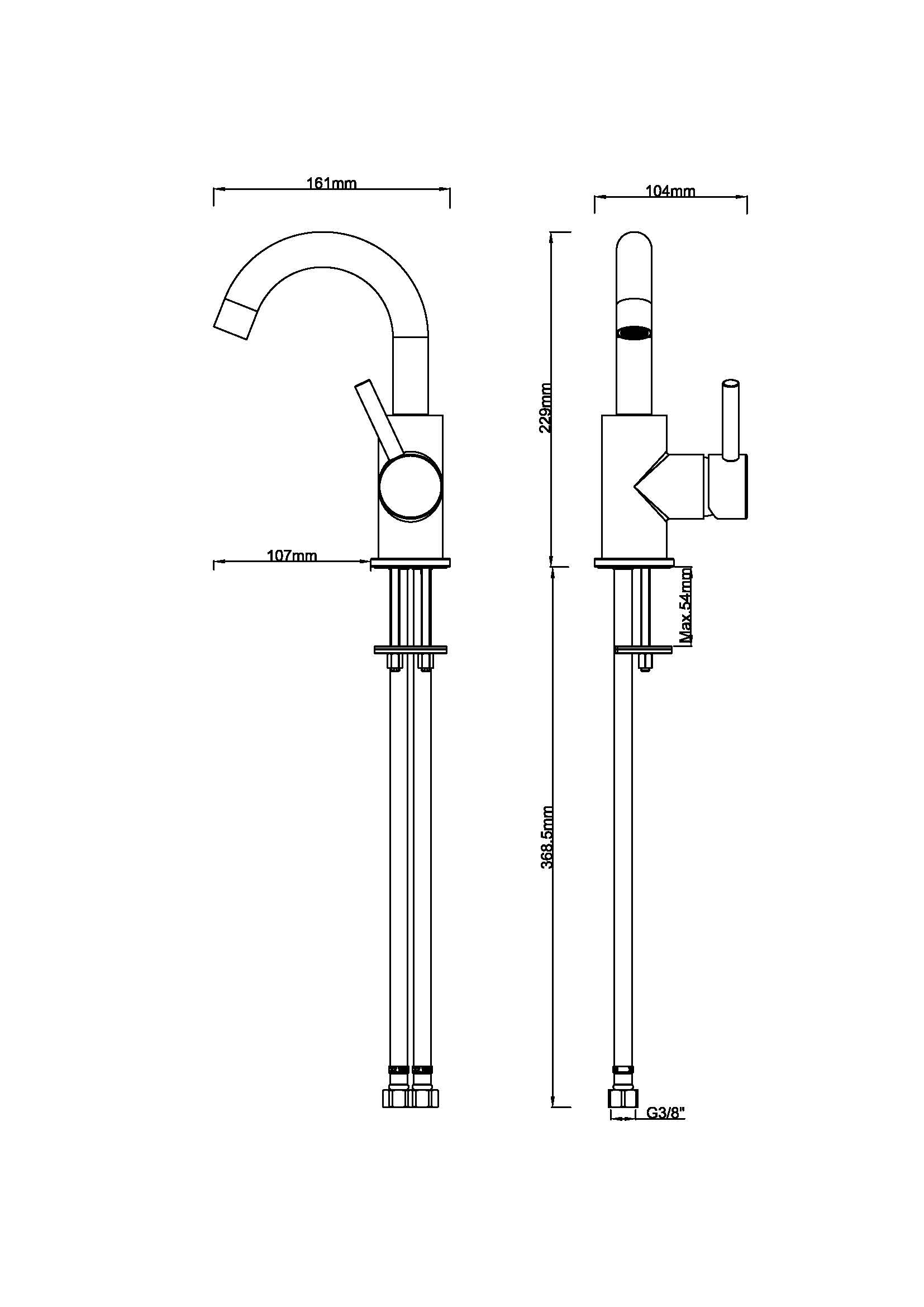Caral wastafelkraan met draaibare uitloop gunmetal