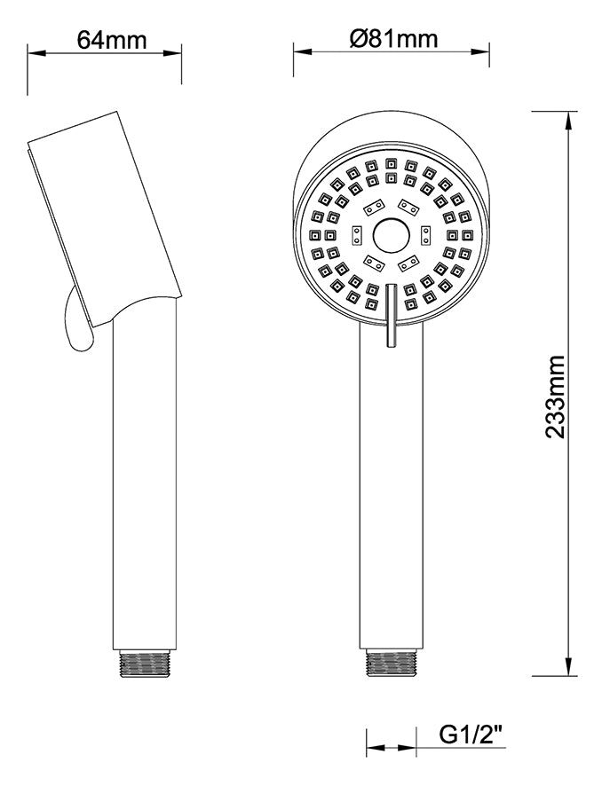 UniMatch Cadans handdouche 3 standen Ø 8 cm gunmetal