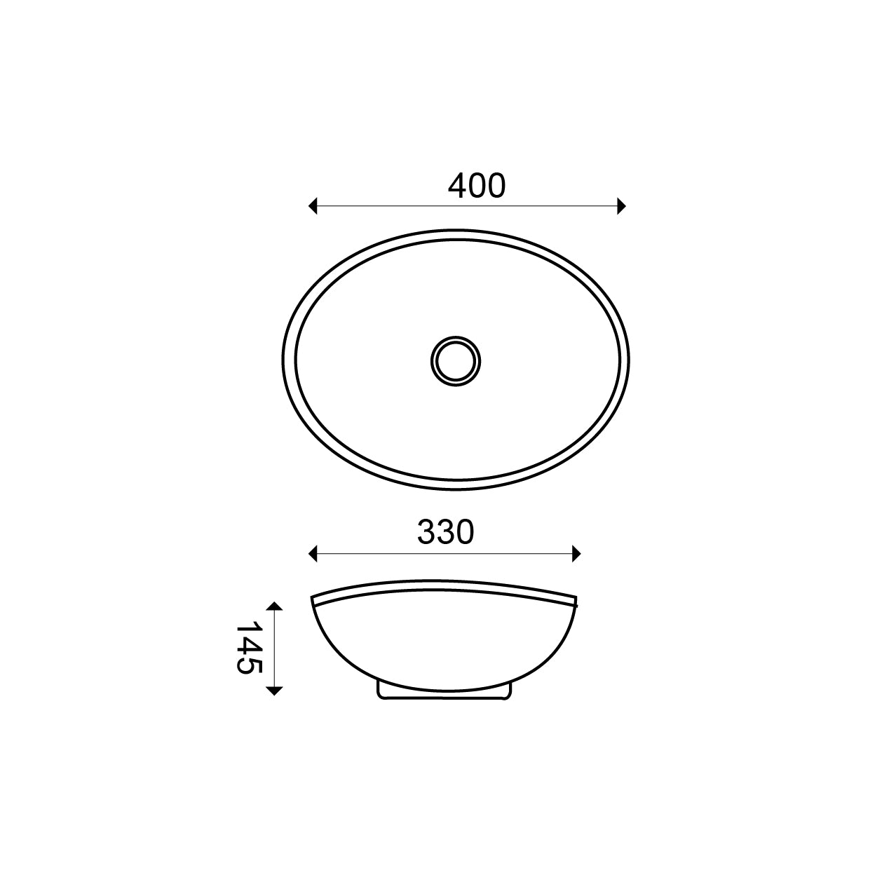 Barco waskom ovaal 40 x 33 x 14,5 cm keramiek mat wit