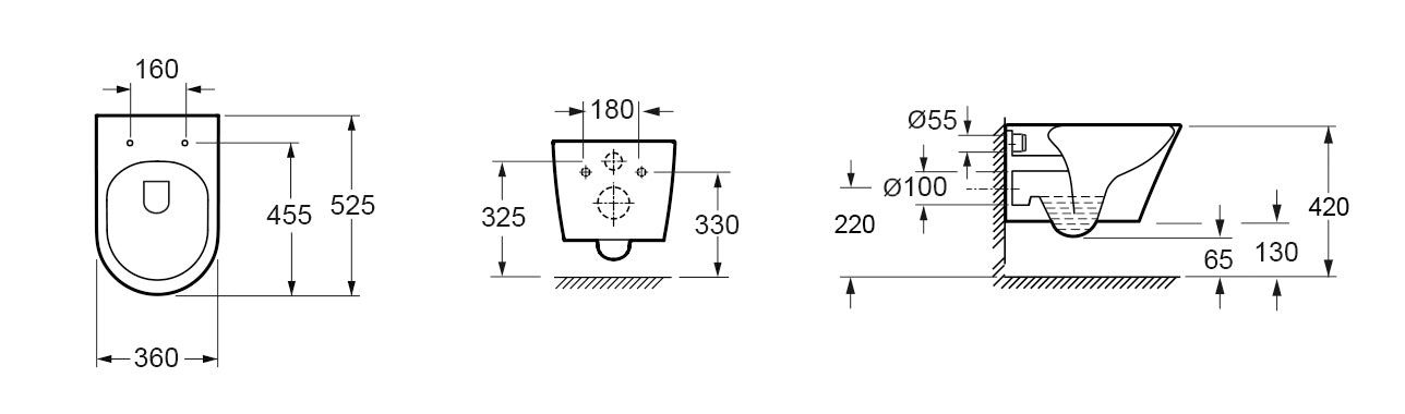 Vesta Tornado flush wandcloset rimless mat zwart