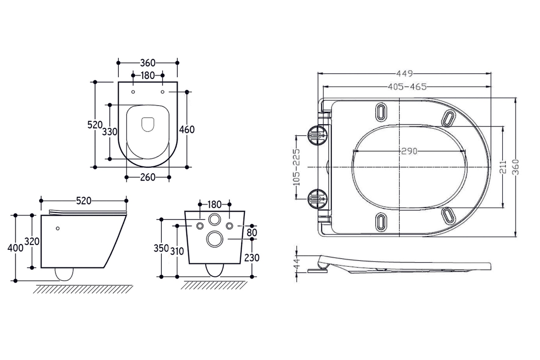 Vesta wandcloset rimless met bidetkraan warm koud water met Shade slim toiletzitting glans wit