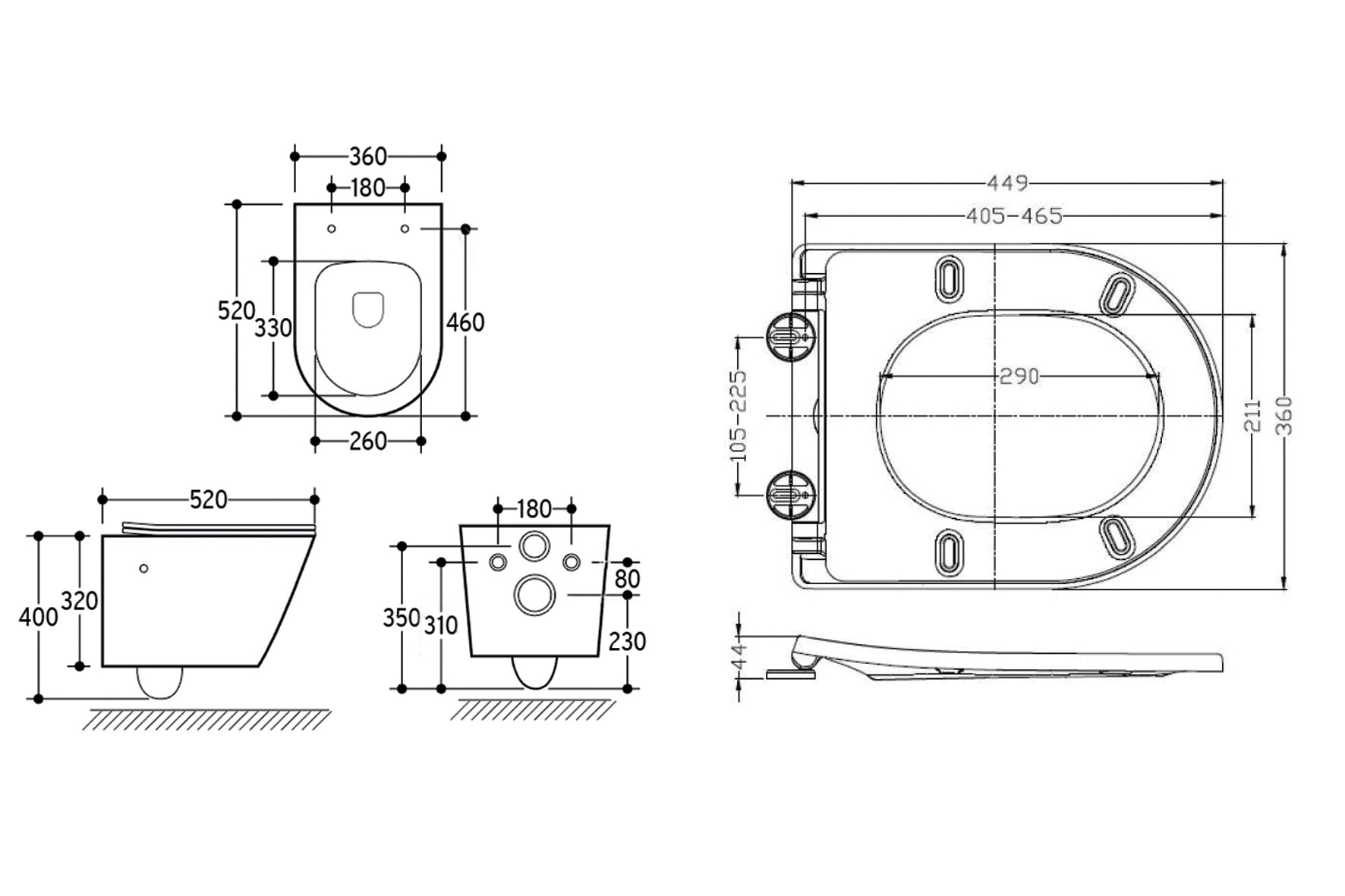 Vesta wandcloset rimless met bidetkraan warm koud water met Shade slim toiletzitting mat zwart
