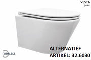 Vesta junior wandcloset rimless verkort met Flatline toiletzitting softclose en quick release glans wit