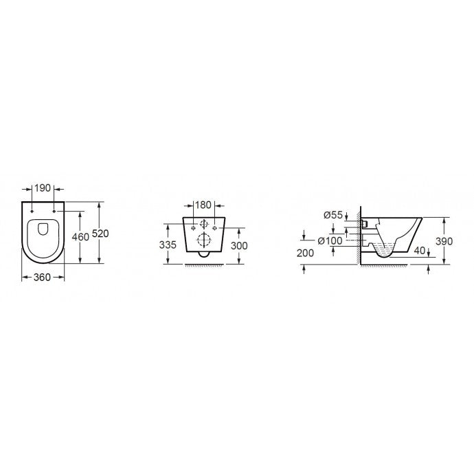 Vesta wandcloset rimless mat zwart