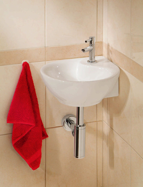 One-Pack Porta Hoekfontein 35 x 35 x 14,5 cm Keramiek Glans Wit + Metro kraan
