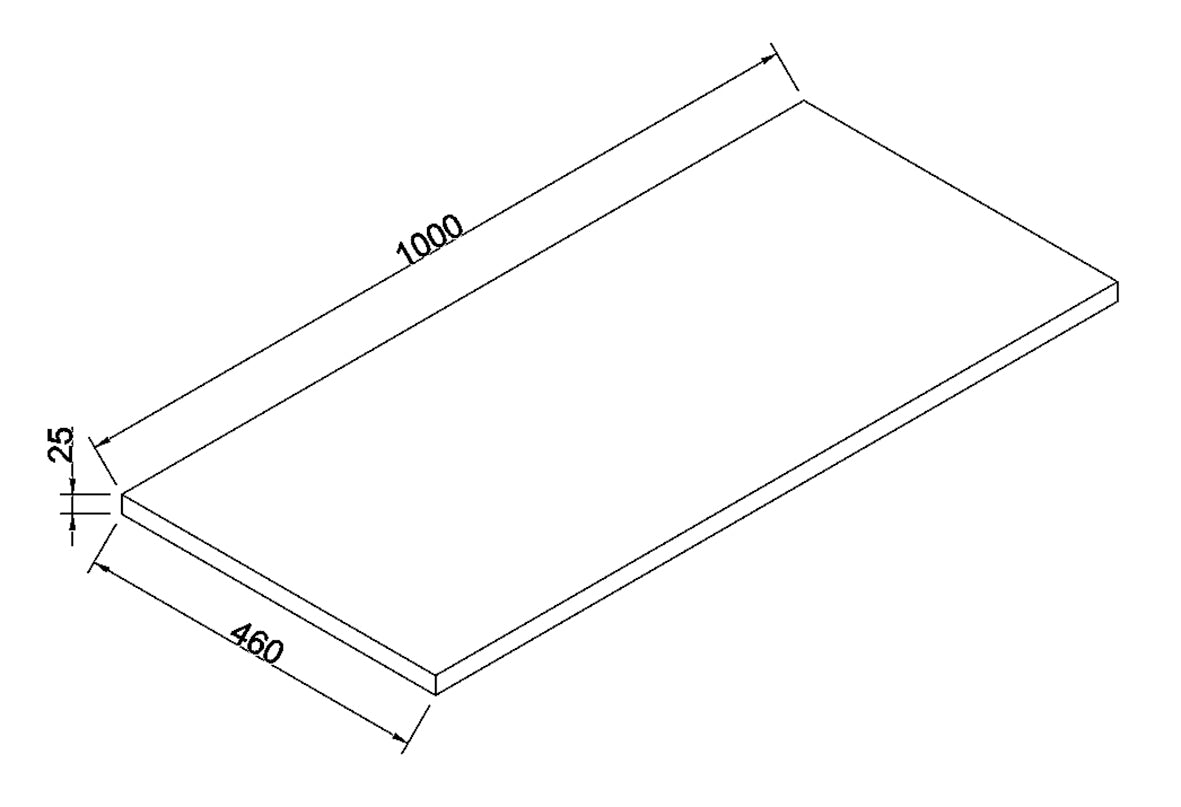 Marmaris Topblad 100x46x2,5 cm mat zwart