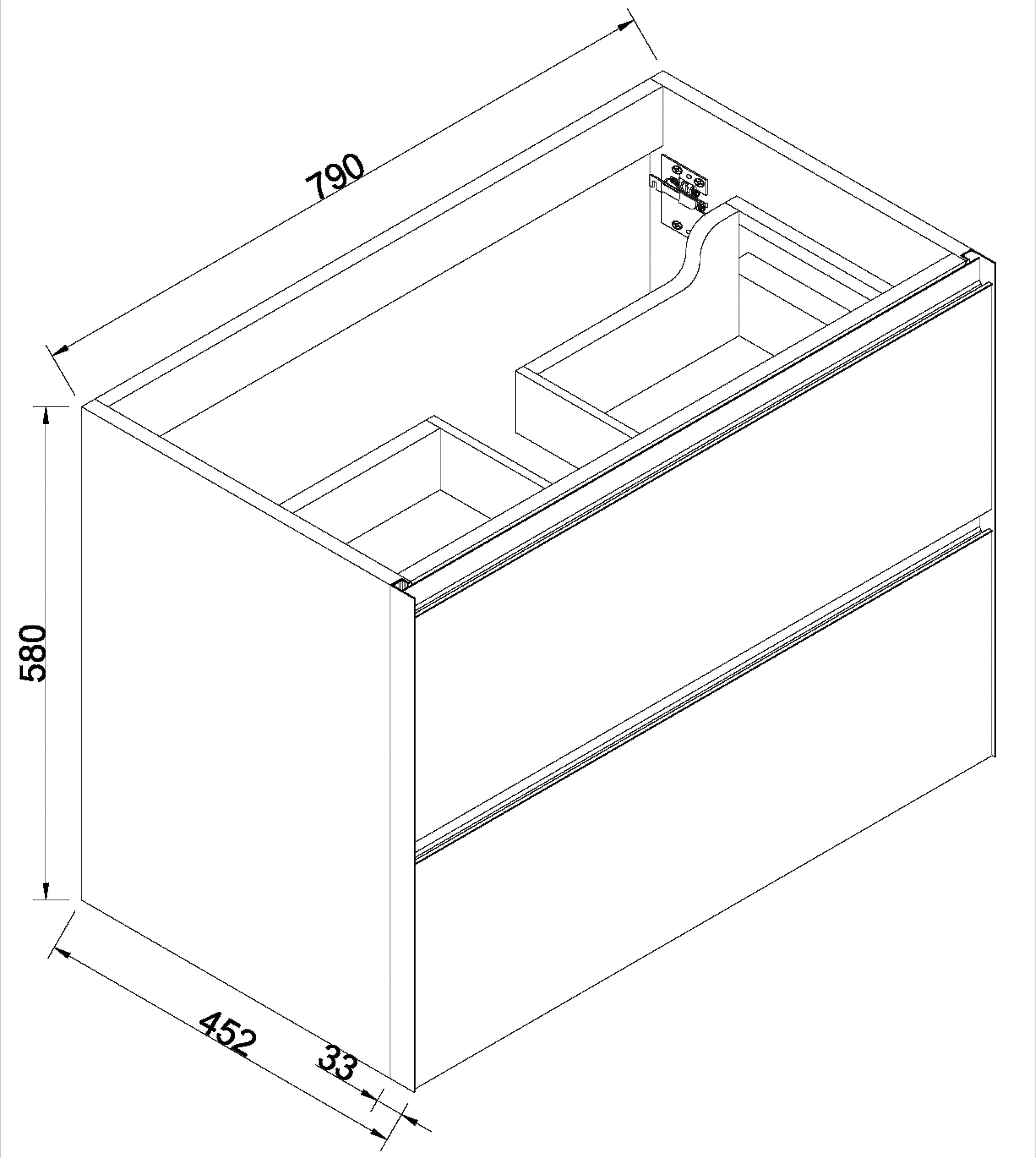Lotus onderkast met 2 laden 80 x 45,2 cm naturel eik/mat zwart