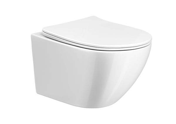 Nibiru rimless wandcloset met toiletzitting softclose en quick release glans wit