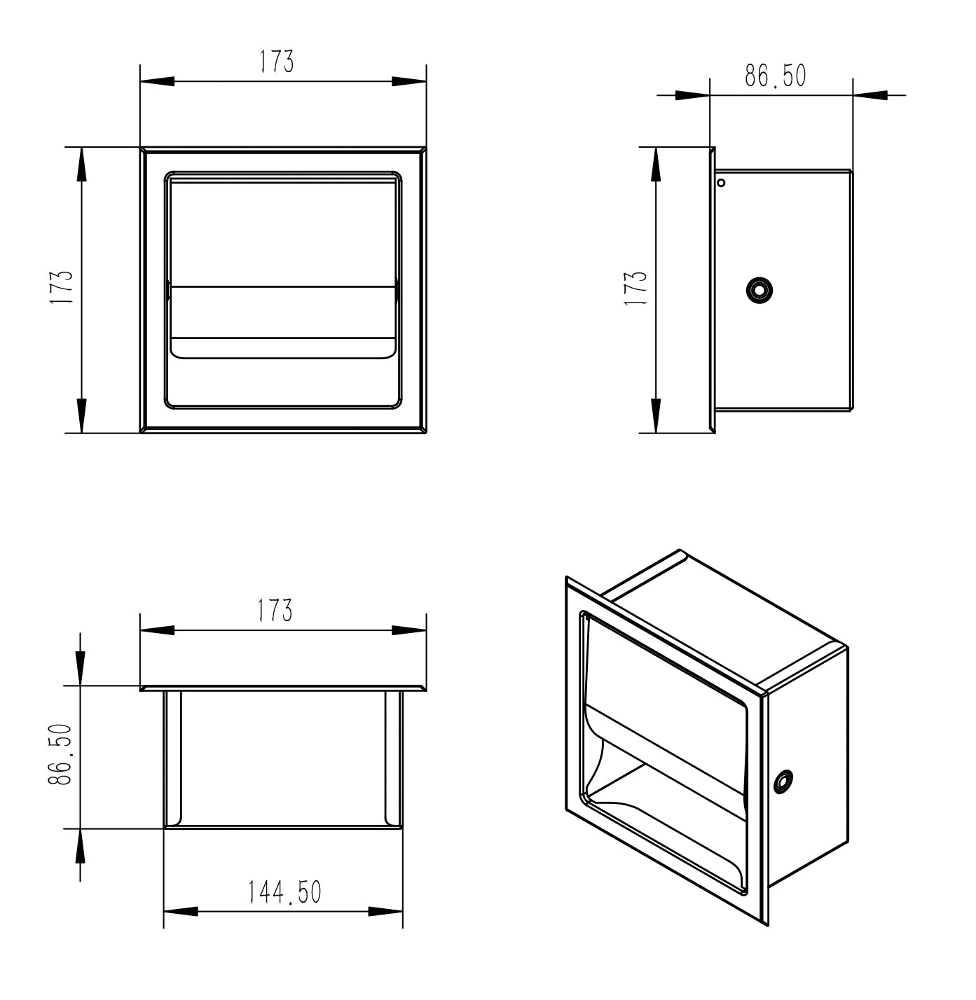 Rocko toiletrolhouder met klep inbouw geborsteld messing