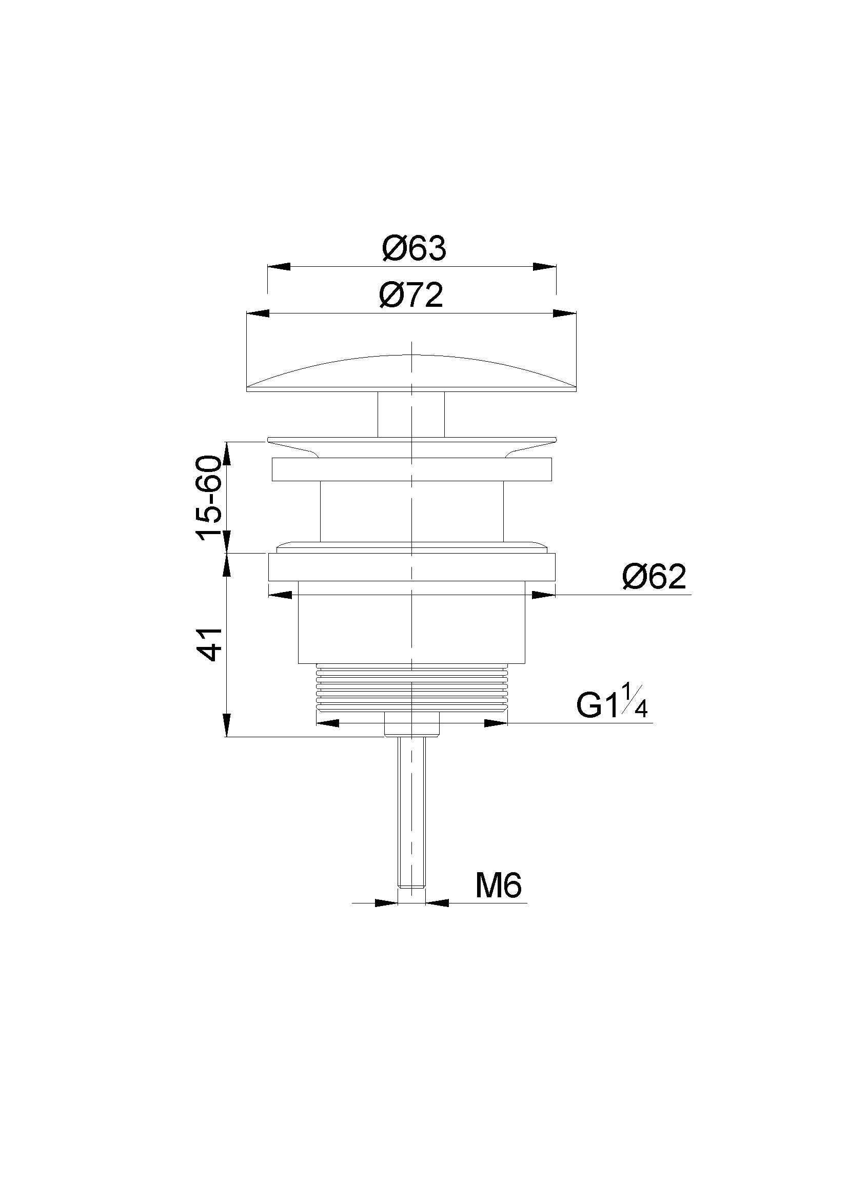 UniMatch open afvoerplug 5/4'' geborsteld staal