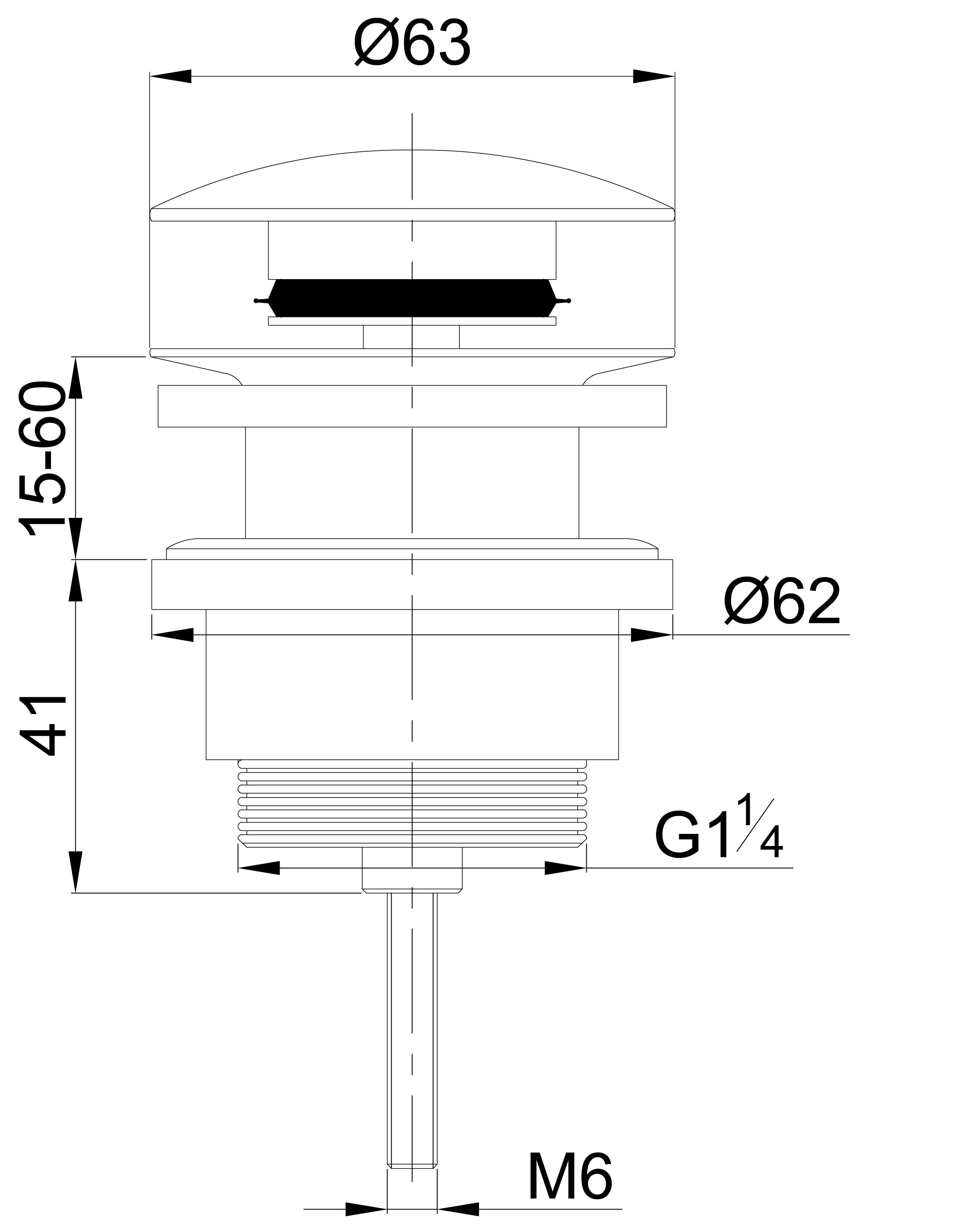 UniMatch clickwaste afvoerplug 5/4" mat wit