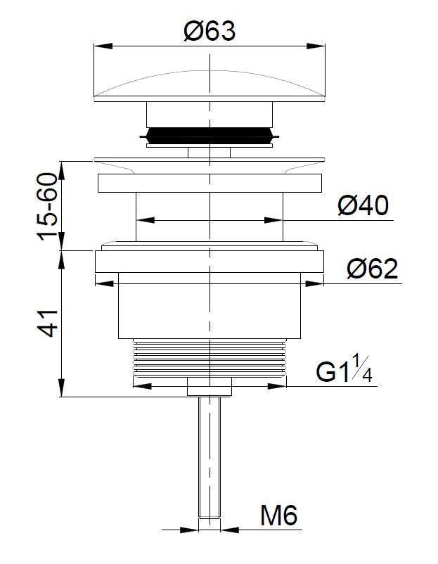 UniMatch clickwaste afvoerplug 5/4" glans wit