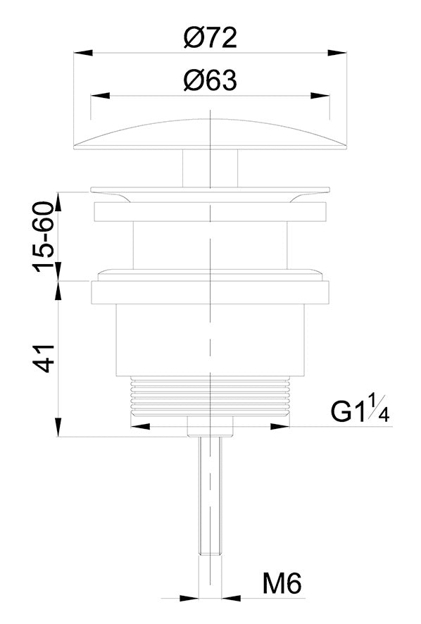 UniMatch open afvoerplug 5/4'' gunmetal