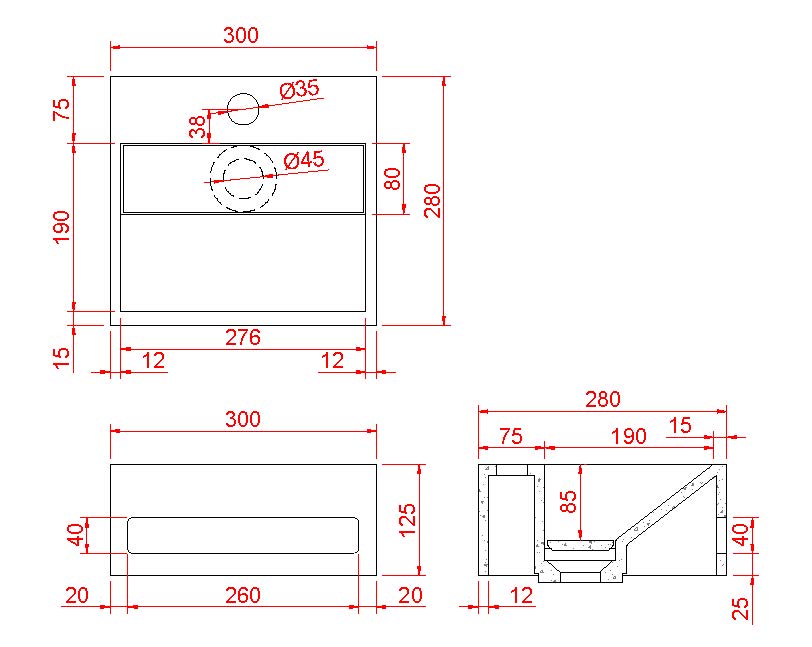 Julia fontein 30 x 28 x 12,5 cm solid surface mat wit