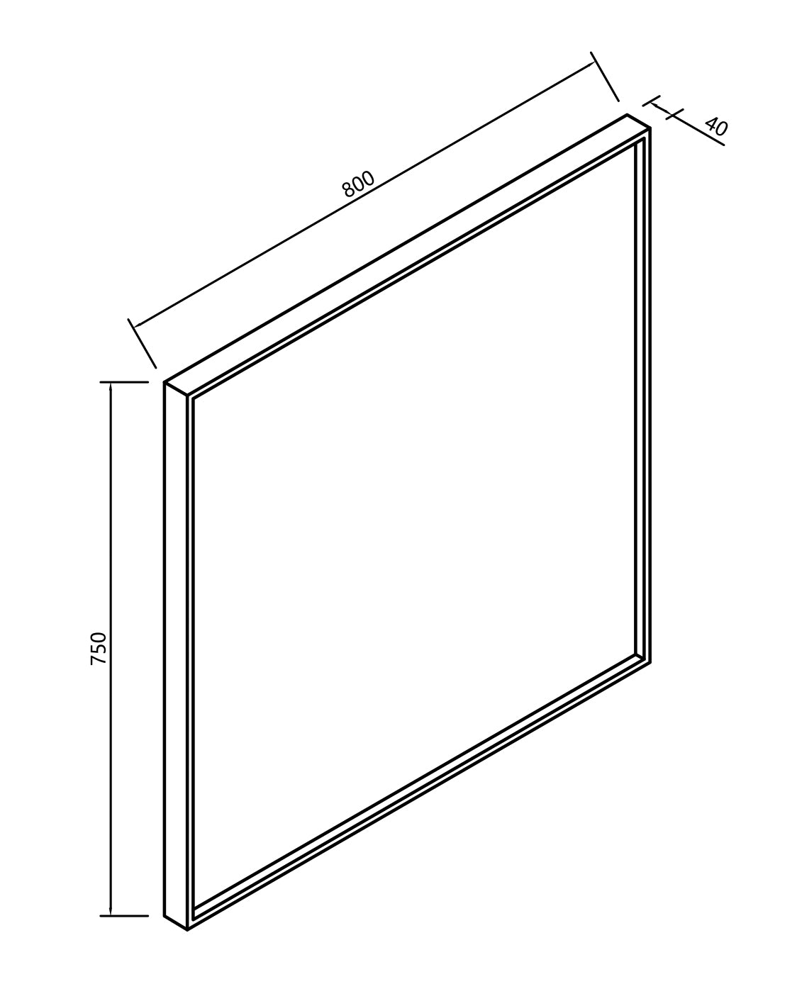 Ribbella spiegel met frame 80 cm mat zwart