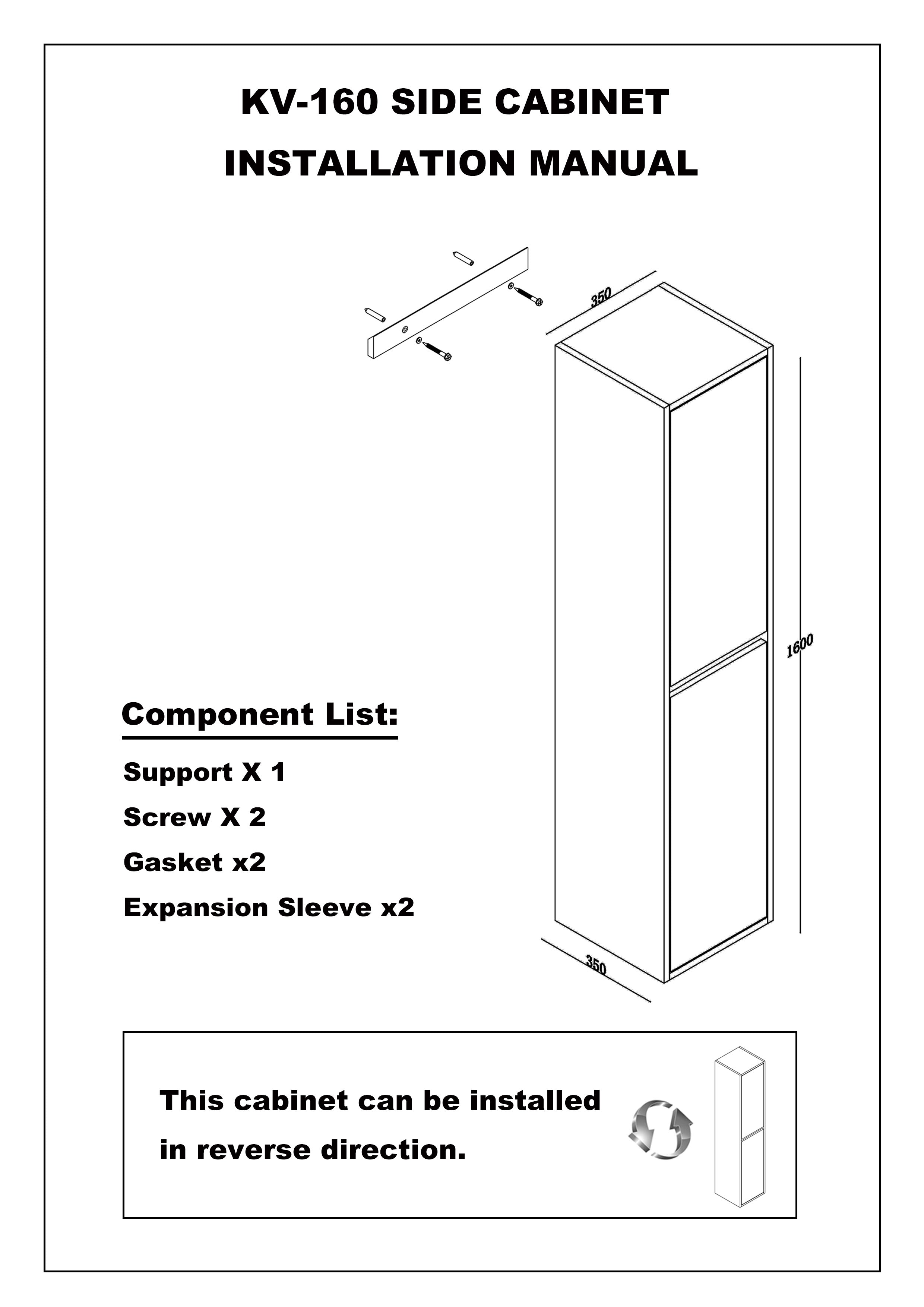Vision OAK kolomkast met 2 deuren 160x35x35