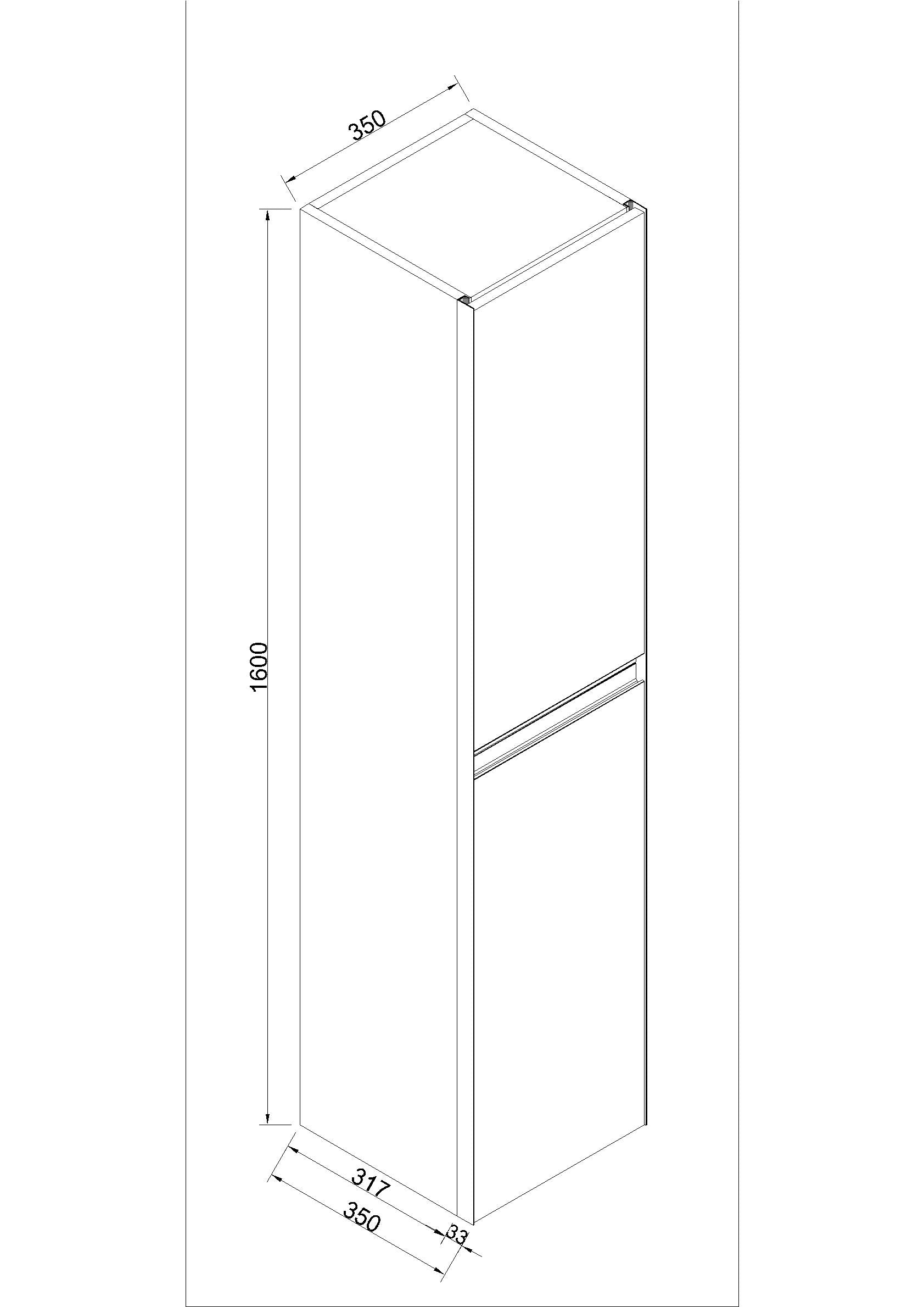 Lotus kolomkast met 2 deuren 35 cm naturel eik/mat zwart