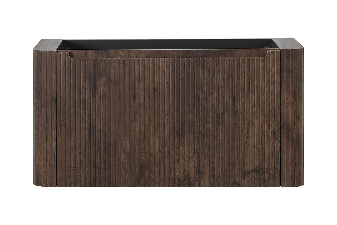 Sulora onderkast afgeronde hoeken geribbeld met 1 lade 1 uitsparing 80 x 48 cm bruin eiken