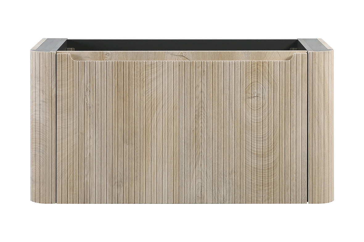 Sulora onderkast afgeronde hoeken geribbeld met 1 lade 1 uitsparing 120 x 48 cm licht eiken