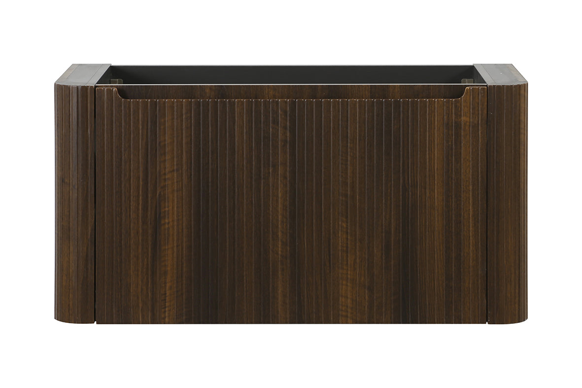 Sulora onderkast afgeronde hoeken geribbeld met 1 lade 1 uitsparing 120 x 48 cm walnoot