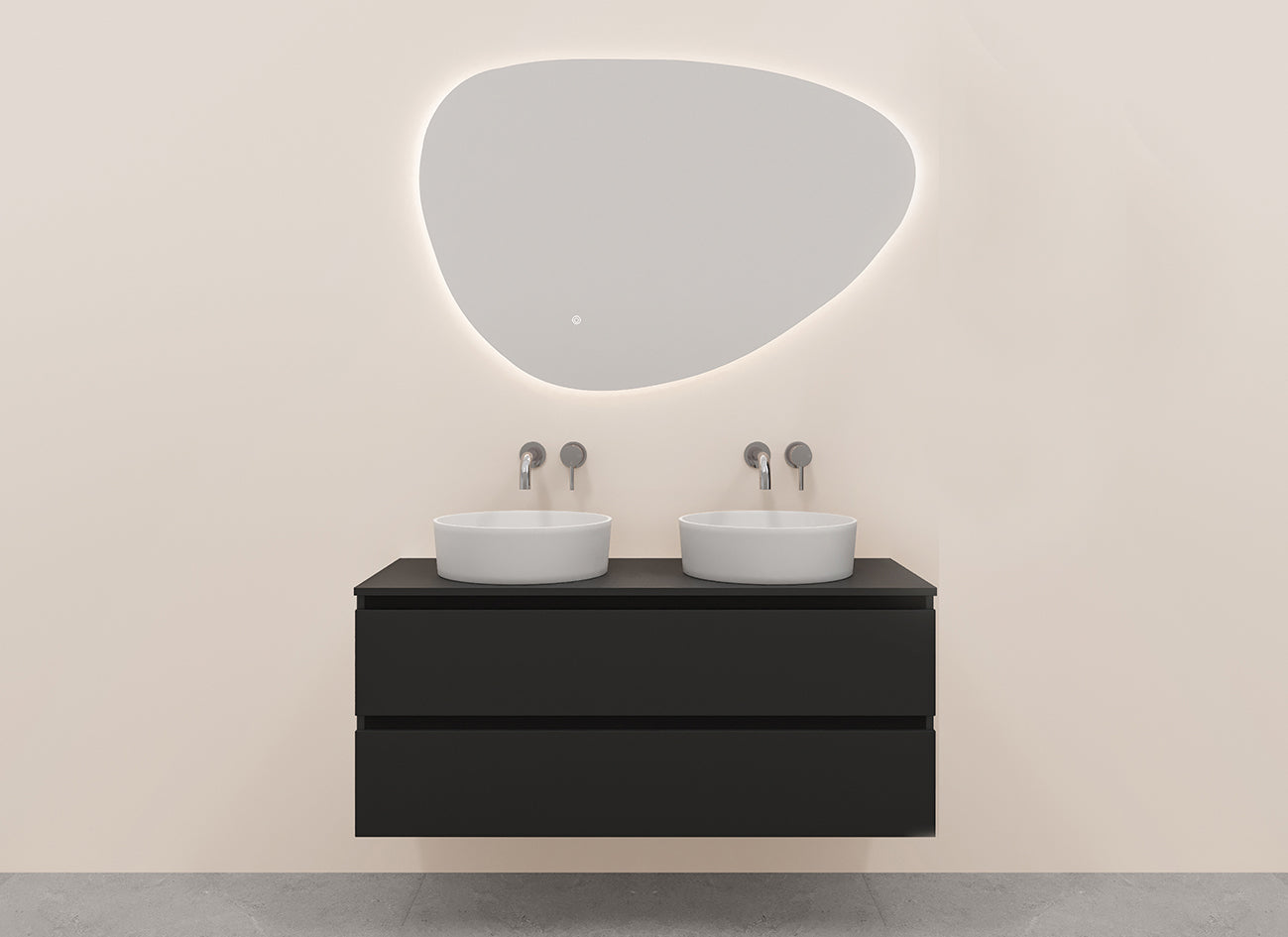 Alvara onderkast met 2 laden 2 uitsparingen 120 x 46 cm mat zwart