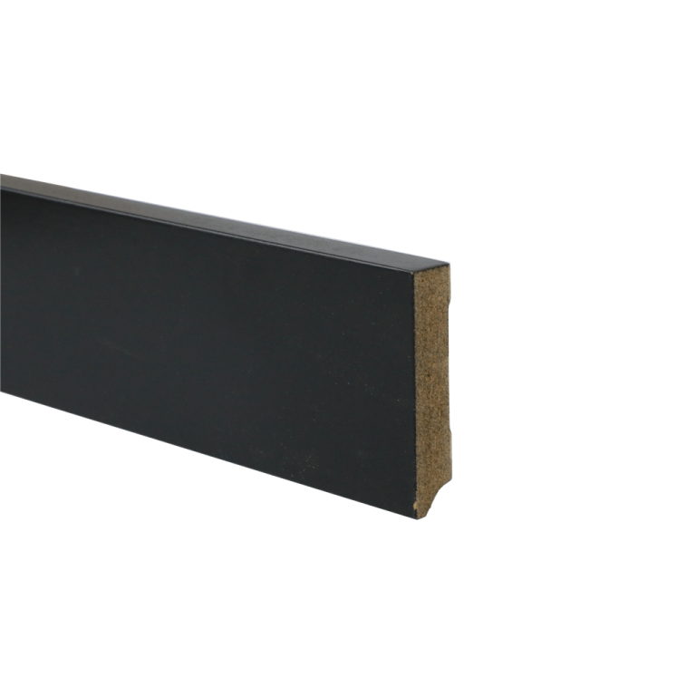 MDF FOLIEPLINT AMSTERDAM ZWART 12X90 mm